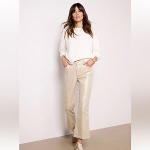 KUT Kelsey Crop Boot Cut rose gold metallic pant. Size 4